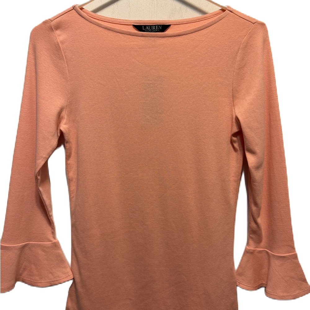 Lauren Ralph Lauren 3/4 Sleeve Bell Sleeve  Pink/Peach color 💯 Cotton NWT